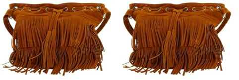 VALICLUD 2stücke Fransentasche Damen Retro Schultertasche Mit Quasten Bucket Bag Crossbody Handtasche Für Frauen Vielseitig Einsetzbar Für Verschiedene Anlässe