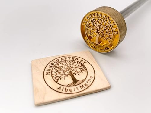 Dein Brandstempel extern beheizter Schriftzug im Motiv Baum für Holz, Leder, Pappe - personalisiertes Brandeisen, individueller Brennstempel in ø 40 mm