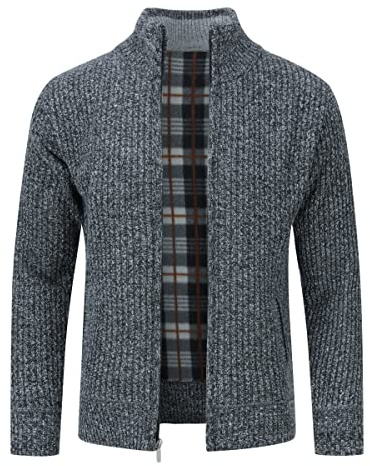 Allthemen Herren Cardigan Grobstrick Strickjacke mit Stehkragen Winter | mit Reißverschluss, Warm, Pollover, Knitted, Gefüttert, Casual Business, Trachtenjacke, Sweatjacke, Fleecejacke