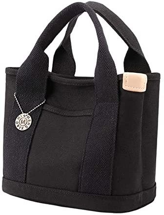 Baoblaze Kleine Einkaufstasche für Damen, Einkaufstasche mit Taschen, Tasche mit Tragegriff Oben, Tragbarer Reißverschluss für Den Täglichen Gebrauch, Reise Um, Schwarz
