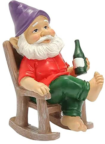 Jardin Ornements GNOME Ornements de Jardin drôles Jardin Gnomes de décoration Statue résine Chaise à Bascule naine Ornement Mini Jardin GNOME Statue Ornements