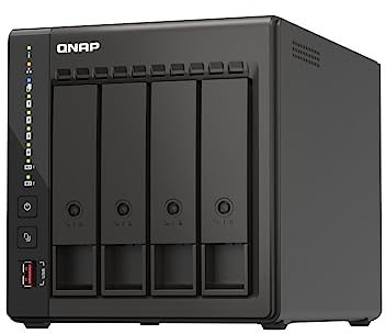 Qnap TS-453E 8G, 4 bahías NAS (procesador Intel® Celeron® J6412 de 4 núcleos/4 hilos, Turbo hasta 2,6 GHz, Dual 2,5 GbE) 8 TB con 4 discos duros WD RED Plus de 2 TB