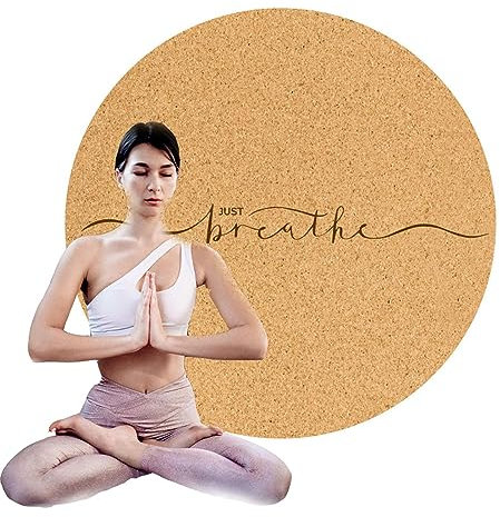 VBVARV Yogamatte Aus Kork Runde Hot-Yoga-Matte rutschfest, Stoßdämpfend Trainingsmatte Umweltfreundlich, Extra Dick Für Bikram, Hot Yoga Und Workouts,01,70cm
