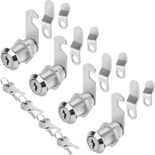 Cylinnda Schloss-Set, 4 Stück, 3,8 cm Schrankschlösser, gleichschließend, Zinklegierung, Wohnmobil-Aufbewahrung, Werkzeugkasten, Briefkastenschloss, Schlüsselschloss, Chrom-Finish