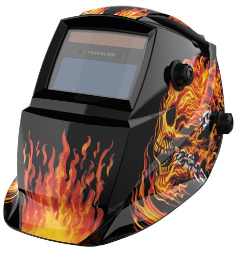 YESWELDER Wahre Farbe Schweißhelm Solarbetriebene Schweißmaske Automatischer Verdunkelung Breiter Schatten 4/9-13 Schweißhelm für TIG MIG ARC