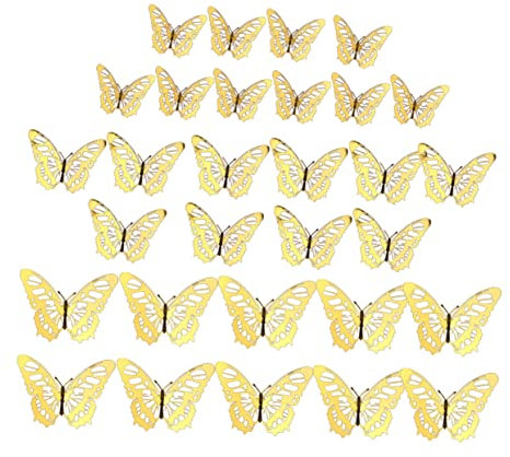 Homoyoyo 3d Metall Optik Schmetterling Wandaufkleber Metall Fensterpapier 24 Stück Wohnraum Dekoration Schlafzimmer Wohnzimmer Restaurant Party