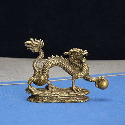 KOINEN Vintage Messing Statue,Kupfer Ornamente, Antike Bronze-Ornament, chinesische mythische Tier-Drachenstatue, Kupferfiguren, Miniaturen, Drachen-Briefbeschwerer-Kollektion aus reinem Messing