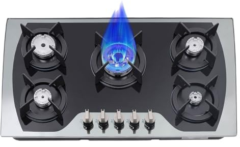 czyuRachel Plaque de cuisson à gaz 5 zones, intégrée, 5 flammes, Topstrong, plaque de cuisson au gaz Lpg/Ng, plaque de cuisson intégrée, pour la maison et le camping-car