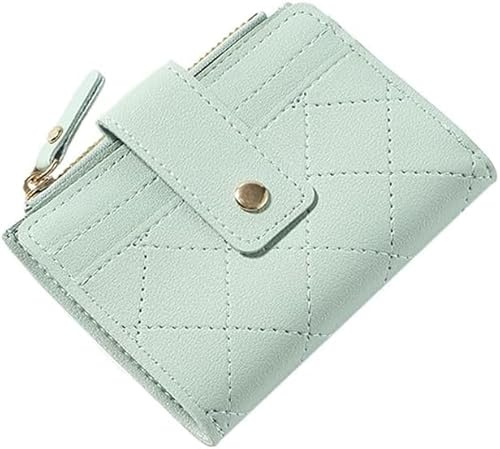 FDEETY Kompaktes Gestepptes Damen Portemonnaie Brieftasche Kleine Geldbörse Kartenetui Münzbörse Reißverschluss