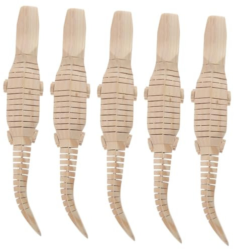 Vaguelly 5stücke Teiliges Holz-krokodil- Realistisches Unvollendetes DIY-Spielzeug Für Junge Mädchen Pädagogisch Sensomotorisch Bemalbar Fördert Kreative Fantasie Und Lernfähigkeit