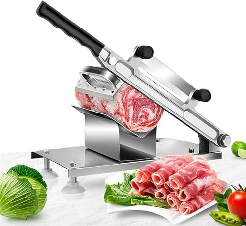 Manueller gefrorener Fleischschneider, Edelstahl-Fleischschneider mit Einstellbarer Dicke, Rinder-Hammel-Rollenschneidemaschine für chinesische und westliche Restaurants, Hotels