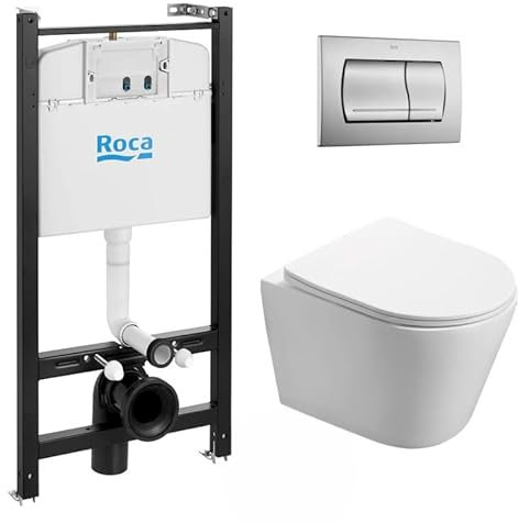 Pack WC Swiss Aqua Technologies | Roca Bâti-support Roca Active | suspendu Infinitio Sans bride | plaque chrome mat | RocaActiveInfinitio-2