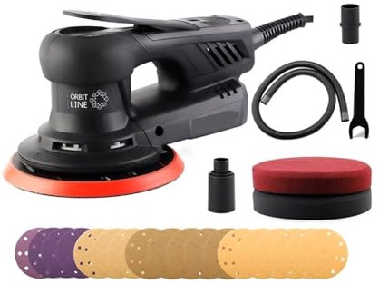 LIJADORA Orbital aleatoria for coche eléctrico, pulidora de esquinas multifunción for carpintería, lijadoras con cable de velocidad Variable, 350W Para detalles de automóviles(5.0mm Random Orbital)