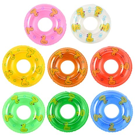 Vaguelly 8pièces Mini Anneaux De Natation Gonflables Décorations Flottantes pour Garçon Fille Jouets De Bain Et Accessoires Photo pour Fêtes Et Piscines