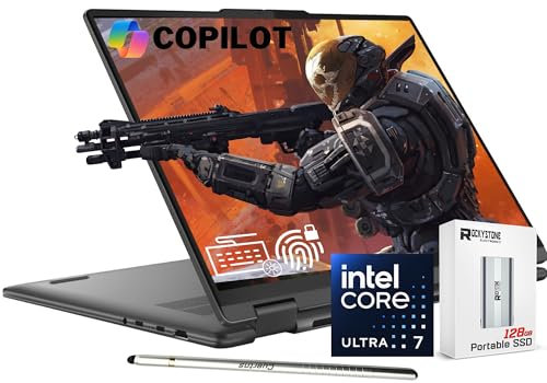Lenovo 2024 Yoga 7i 2-in-1 AI Laptop, 16 WUXGA Touch, Intel 12-Core Ultra 7 155U (Beat i7-1355U), 16GB LPDDR5X RAM, 512GB SSD, retroilluminato, FP, FHD Webcam, AI Copilot, Win11 Home, W/Portable SSD