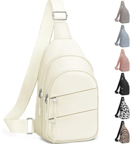 Tuwubi Axelväskor för kvinnor, axelväska för män, liten vandringsryggsäck stöldsäker lätt för utomhusresor, BEIgE, M, Crossbody väska