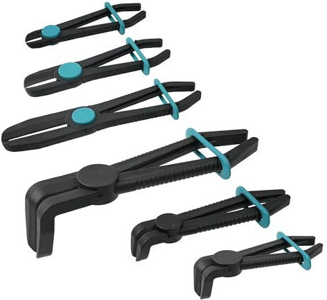 TROIOIUM Pinces à Colliers de Serrage, Pinces à Pincer Les tuyaux, Colliers de Serrage, 6 Pinces à Pincer Les tuyaux Droites et à 90 °, Pinces à Colliers de Serrage en Plastique