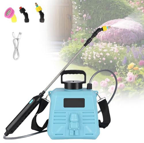 Spruzzatore Elettrico Portatile, Spruzzatore a Pressione 5L, Nebulizzatore Piante con 3 Ugelli di Nebulizzazione, Spruzzatore Giardino per L'Irrigazione del Giardino, Disinfestazione In Agricoltura