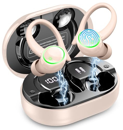 Matast Wireless Earbuds, Bluetooth Headphones, 50H+ Playtime Stereo Noise Canceling Headphones with 4 ENC Mic, Sport Ear buds with Earhooks Waterproof Wireless Earphones for Sport/Running