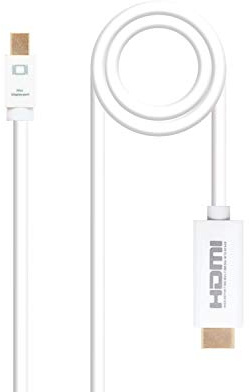 Watio Wave Convertisseur - Mini displayport vers HDMI 5 m, blanc, permet de connecter des appareils à des écrans externes haute définition. *