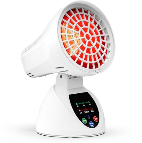 Relhafethy Infrared Lamp, 150W High Power Red Light Lamp, Adjustable Angle Infrared Light with Tip-Over Protection, 30/45/60 Mins Timer, 3 Temperature Adjustment Red Lights for Home/Office Use