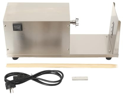 TABODD 50W Elektrischer Tornado Kartoffelschneider, Automatischer Tornado Hausgemachte Kartoffel Twister Gemüse Schneider Kartoffelchips Spiralschneider Mit Schaltersteuerung