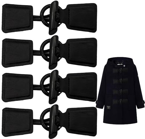 DHER 4 Paar KnöPfe Mit Verschluss Jacken Knopf Pullover Harz Mantel Knopf | Leder Buttons FüR Mantel Notizbuch Tasten KnöPfe Verschluss Windjacke Horn Knopf Mode Rucksack (Schwarz G)