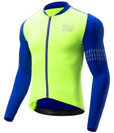 ROCKBROS Cykeltröja herr långärmad fleece höst vinter cykel toppar snabbtorkande andningsbar vägcykel MTB skjorta racing cykelkläder med 3 fickor gul M-2XL, gUL, L