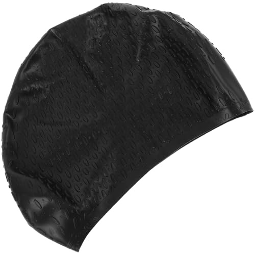 GOOHOCHY Cuffia Da Nuoto in Silicone Per Piscina, e Flessibile Design a Gocce, Protezione Chioma Per Uomo e Donna, Dimensioni 23x18 Cm Nero