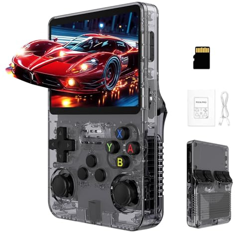 R36S - Consola de Juegos portátil Retro con Pantalla IPS de 3.5 Pulgadas, batería de 3000 mAh, más de 20.000 Juegos, Sistema Linux de código Abierto para Adolescentes (64GB,Black)
