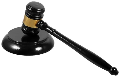 SUPVOX Marteau de Juge en Bois Massif Socle Noir Maillet Multifonction pour Réunions et Ventes aux Enchères Marteau Réunions Outil de Tribunal Pratique