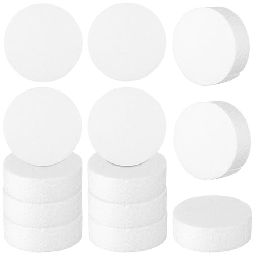 FOMIYES Dischi Rotondi in Schiuma Espansa 7,5x2,5 Cm, Set da 18 Pezzi per Torta a Strati, Manichini per Torte e Decorazioni Artigianali, Leggeri e Versatili per Pittura e Composizioni