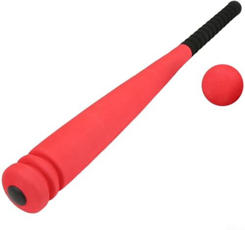 Småbarn skum basebollträ set, lätt svampträ och boll, säker halkfri design för dagisövning, blå (röd)