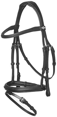 LeMieux Arika Anatomic Flash Bridle - Black/Silver - Cob | Soft Oiled Leather - Anatomic Headpiece - Reins Sold Separately