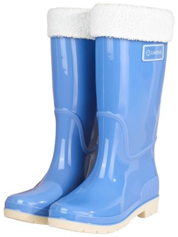 Botas de goma para mujer, forradas, antideslizantes, con suela de PVC grueso, cálidas, para invierno, para camping, senderismo, botas de uso diario