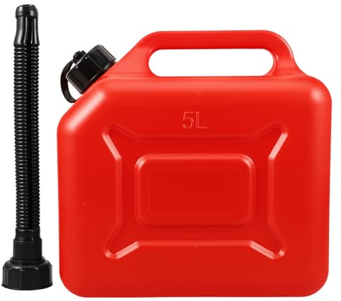 DIYEAH Bidón de Gasolina Portátil Contenedor de Gasolina 5 L Rojo Hdpe Resistente Deformación y Otros Fluidos Uso Exterior