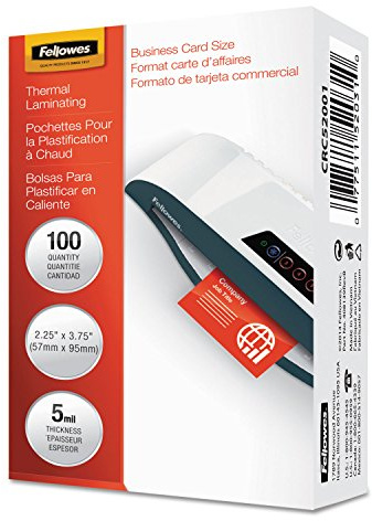 Fellowes 52031 Laminierfolien, 5 mil, 2 1/4 x 3 3/4, Visitenkarte (100 Stück)