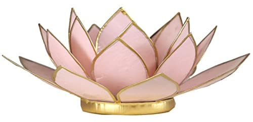 Lotus Teelicht Kerzenhalter aus Capiz Muscheln in hellrosa