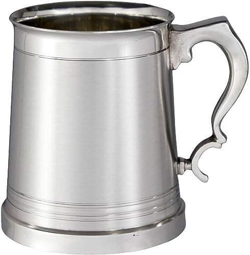 I LUV LTD Étain Chope Très Lourd 1 Pinte Satin Lanark avec Détails Brillants Pur Lourd Jauge Bière Chope Possibilité de Gravure Cadeaux Personnalisés pour Hommes et Femmes