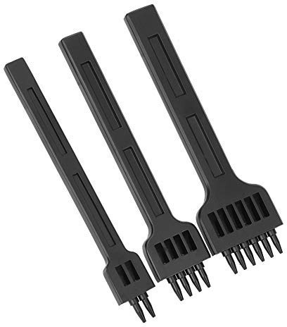 3 Stücke 4Mm Lederverarbeitung Set, 2/4/6 Zinke MeißEl Stahl Nähen Hand Locher Werkzeug Schwarz Prong Set Diamant Schnürung Stitching Punch