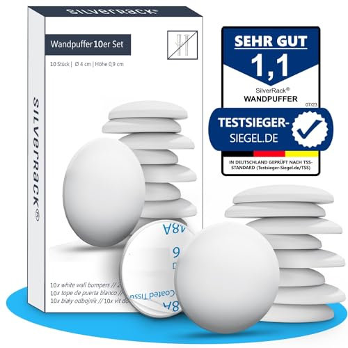 SilverRack® Türstopper Wand selbstklebend Weiß [10 Stück] - Wandpuffer als perfekter Schutz für Wand und Tür - Türpuffer Wandschutz als Türstopper für Türklinken gegen Türanschlag