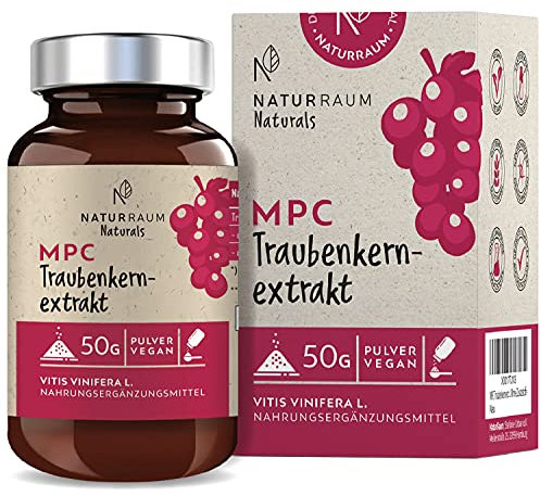 MPC Traubenkernextrakt Pulver I 50 g im Glas I Vegan I bis zu 44-mal bioverfügbarer als OPC Traubenkernextrakt I Hochdosiert I Qualität aus der Champagne in Frankreich I Ohne Zusatzstoffe