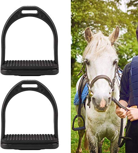 TOP-MAX 2 x Steigbügel für Pferde, hohe Festigkeit, aus Sicherheits-Kunststoff mit rutschfestem Gummi-Pad für Outdoor-Sport (11,8 x 11 cm (für Erwachsene).