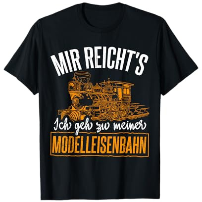 Mir reichts - Modelleisenbahn Kollektion T-Shirt Schwarz S Klassische Passform Crew-Kragen Cartoon T-Shirt Kurzarm Männer Erwachsener