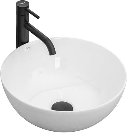 Rea Waschbecken Waschtisch Aufsatzwaschbecken Keramik Handwaschbecken Aufsatz Waschschale Rund Weiß 36x36