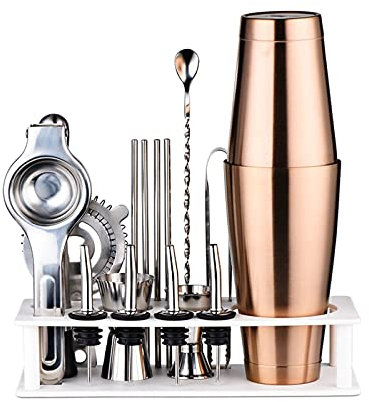 Xiaoli Cocktail Shaker Set Ensemble à Cocktail Shaker Set de Shaker Cocktail de 17 pièces - Outils à Barres - Kit de Barman à Cocktail en Acier Inoxydable. Shakers à Cocktails (Color : D)