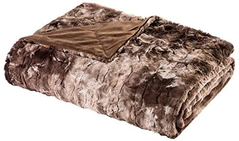 WOHNWOHL® Flauschige Kuscheldecke in Nerzfelloptik (150 x 200 cm) • Weiche Mikrofaser Wohndecke • Pflegeleichte Sofadecke, Tagesdecke, Wohnzimmerdecke • Kunstfelldecke für Bett & Sofa (Braun)