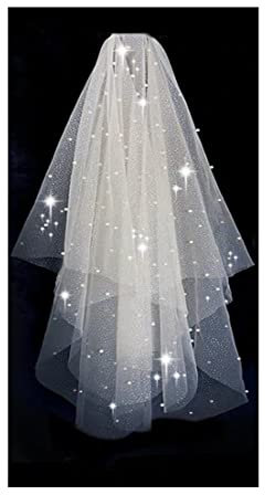 OPYTR Hochzeit Schleier Bling Bling zweilagiger kurzer Hochzeits-Brautschleier, glänzender Pailletten-Glitzer-Braut-Mesh-Schleier, Metallkamm, EllbogenlängeEllenbogenlänge