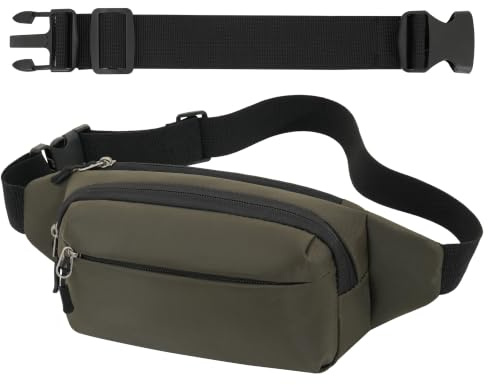 Sac Banane Taille Homme Femme Ville Sacs Banane Unisexe avec Ceinture allongée de 30 cm et Poches à 4 Fermetures à glissière pour la randonnée d'entraînement en Plein air