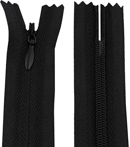 AERZETIX C61013 – set med 20 osynliga dragkedjor 35 cm – färg: svart – ej avtagbar med handtag rugbyboll oförlängbart material – blixtlåsstängning